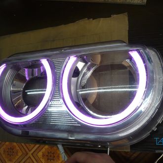 RGB-BT, тип формы: кольца в фары + светодиодные вставки в ПТФ